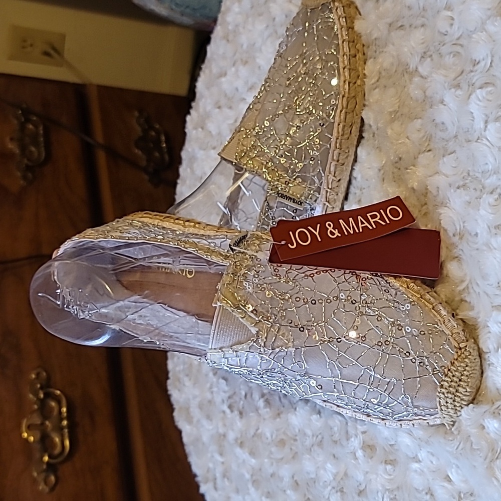 Joy and Mario Silver Espadrilles. Size 7 (more like 6.5).